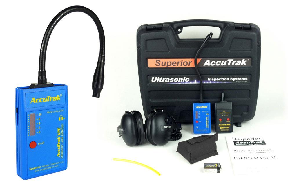 Superior AccuTrak® VPE-GN Ultrasonic Leak Detector--Pro-Plus Kit with GooseNeck Probe and Hard Hat Headphones MAIN