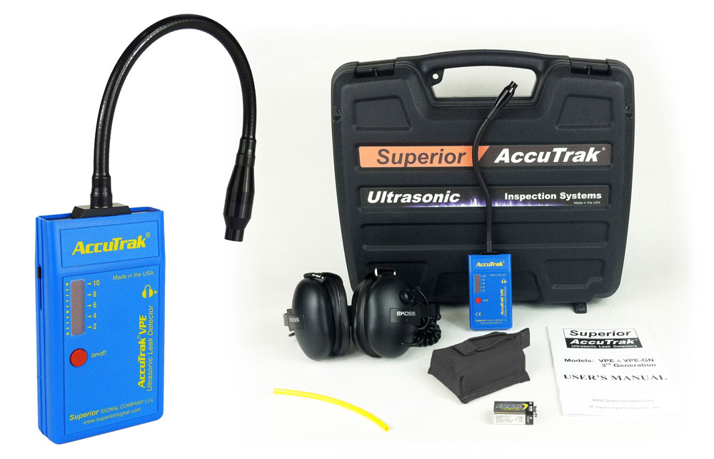 Superior AccuTrak® VPE-GN-PRO Ultrasonic Leak Detector--Professional Kit with Hard Hat Headphones and GooseNeck Probe MAIN