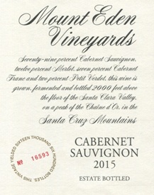 2015 Mount Eden Estate Bottled Cabernet Sauvignon, Santa Cruz Mountains MAIN