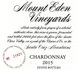 2015 Mount Eden Estate Bottled Chardonnay, Santa Cruz Mountains MAIN