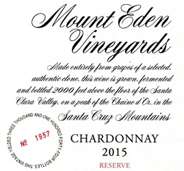 2015 Mount Eden  RESERVE Chardonnay, Santa Cruz Mountains MAIN