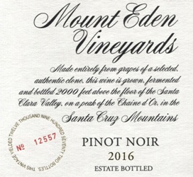 2016 Mount Eden Estate Bottled Pinot Noir, Santa Cruz Mountains MAIN