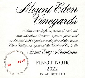 2022 Mount Eden Estate Bottled Pinot Noir, Santa Cruz Mountains MAIN