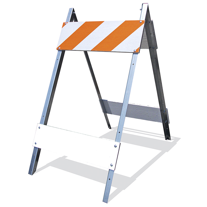 Barricade, Type 1, HI, 8/6x24, Waffle Plastic, 14 Gauge, Galvanized Legs MAIN