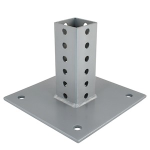 Surface Mount Anchor, Telespar, 2.25in x 6in, Plate 8in x 8in, Galvanized LARGE