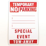 Sign, Cardboard, Tow-Away Temporary No Parking Special Event, 12x18, Red/White THUMBNAIL