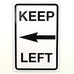 Sign, Cardboard, Keep Left w/Left Arrow, 12x18 THUMBNAIL