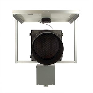 Beacon Head, Self Contained, 50W Solar, 12in Amber Lens, 27 LED Bulb, 12V, 18AH Battery, Telespar LARGE