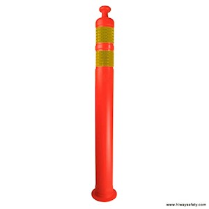Delineator, Knob Top, Orange, 42in, 4.5in Bottom, 2-3in Yellow HI Bands LARGE