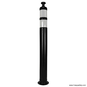 Delineator, Knob Top, Black, 42in, 4.5in Bottom, 2-4in White HI Bands LARGE
