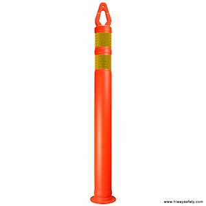 Delineator, Diamond Top, Orange, 42in, 4.5in Bottom, 2-3in Yellow HI Bands LARGE