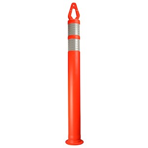 Delineator, Diamond Top, Orange, 42in, 4.5in Bottom, 2-4in White HI Bands LARGE