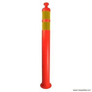 Delineator, Knob Top, Orange, 42in, 4.5in Bottom, 2-4in Yellow HI Bands LARGE