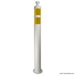 Delineator, Knob Top, White, 42in, 4.5in Bottom, 2-4in Yellow HI Bands THUMBNAIL