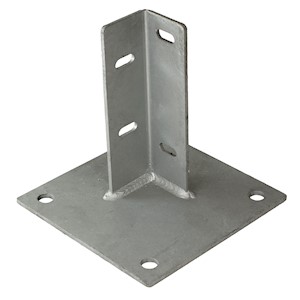 Surface Mount Anchor, Universal, Steel Angle, 2in x 2in x 8in, Plate 8in x 8in, Galvanized LARGE