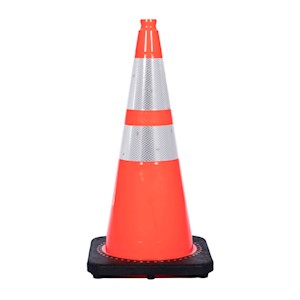 Cone, Black Base, Recessed, 28in, 10 lb, Orange, 4in & 6in Collar LARGE