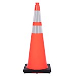 Cone, Black Base, Recessed, 36in, 12 lb, Orange, 4in & 6in Collar THUMBNAIL