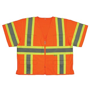 Safety Vest, Class 3, w/Sleeves, 7138C-3, Orange LARGE