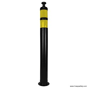 Delineator, Knob Top, Black, 42in, 4.5in Bottom, 2-4in Yellow HI Bands LARGE