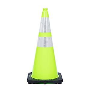 Cone, Black Base, Recessed, 28in, 7 lb, Lime, 4in & 6in Collar LARGE