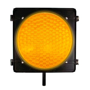 Beacon Head, Self Contained, 12in Amber LED Bulb, 12V, 8AH Battery, Stub Mount LARGE