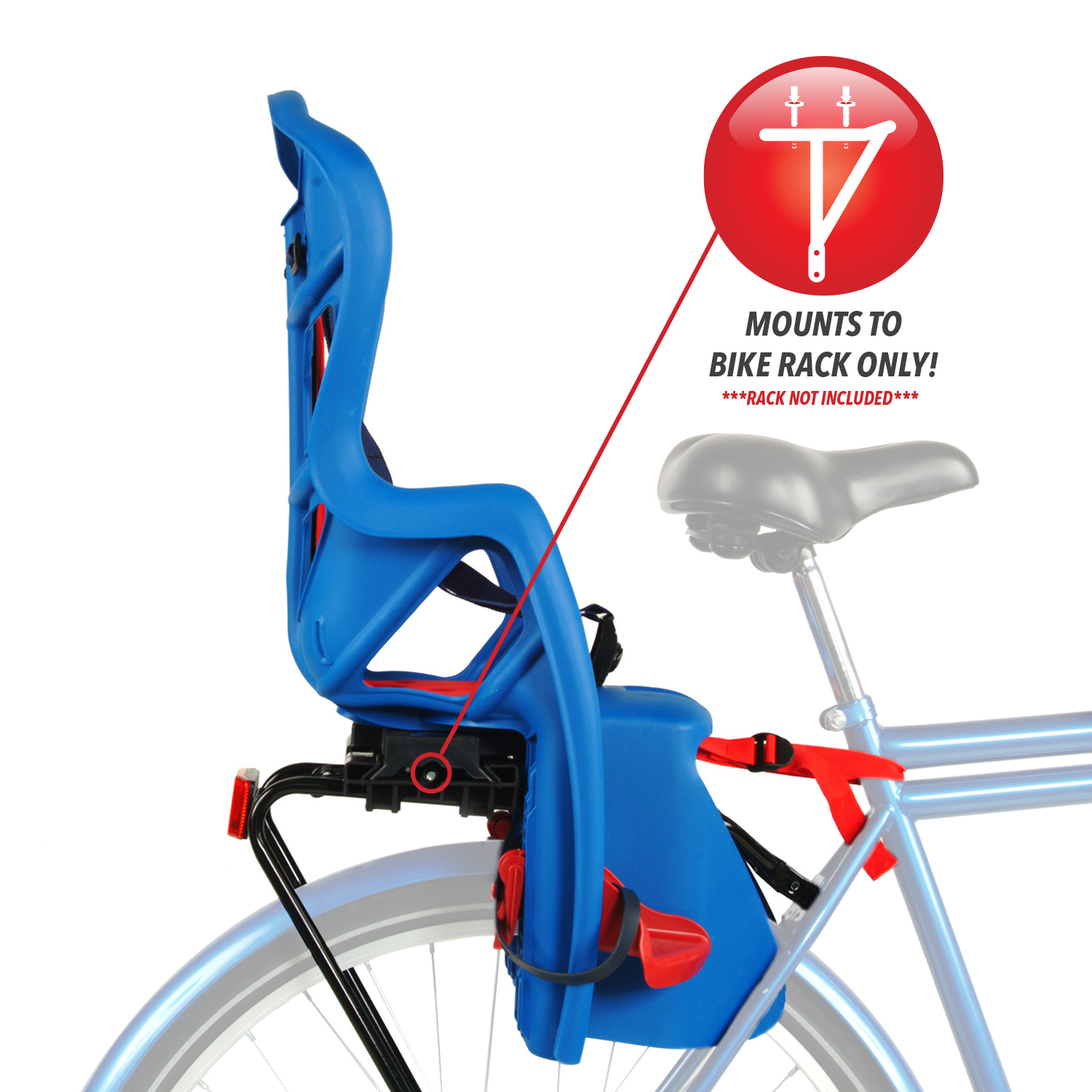 Bellelli | Pepe Baby Carrier Bike Rack Mount, Blue/Red SWATCH