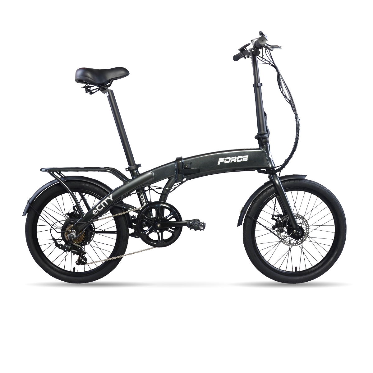 Force | eCity FD250 Rear Hub 20 inch Folding Electric City Bicycle, Black SWATCH