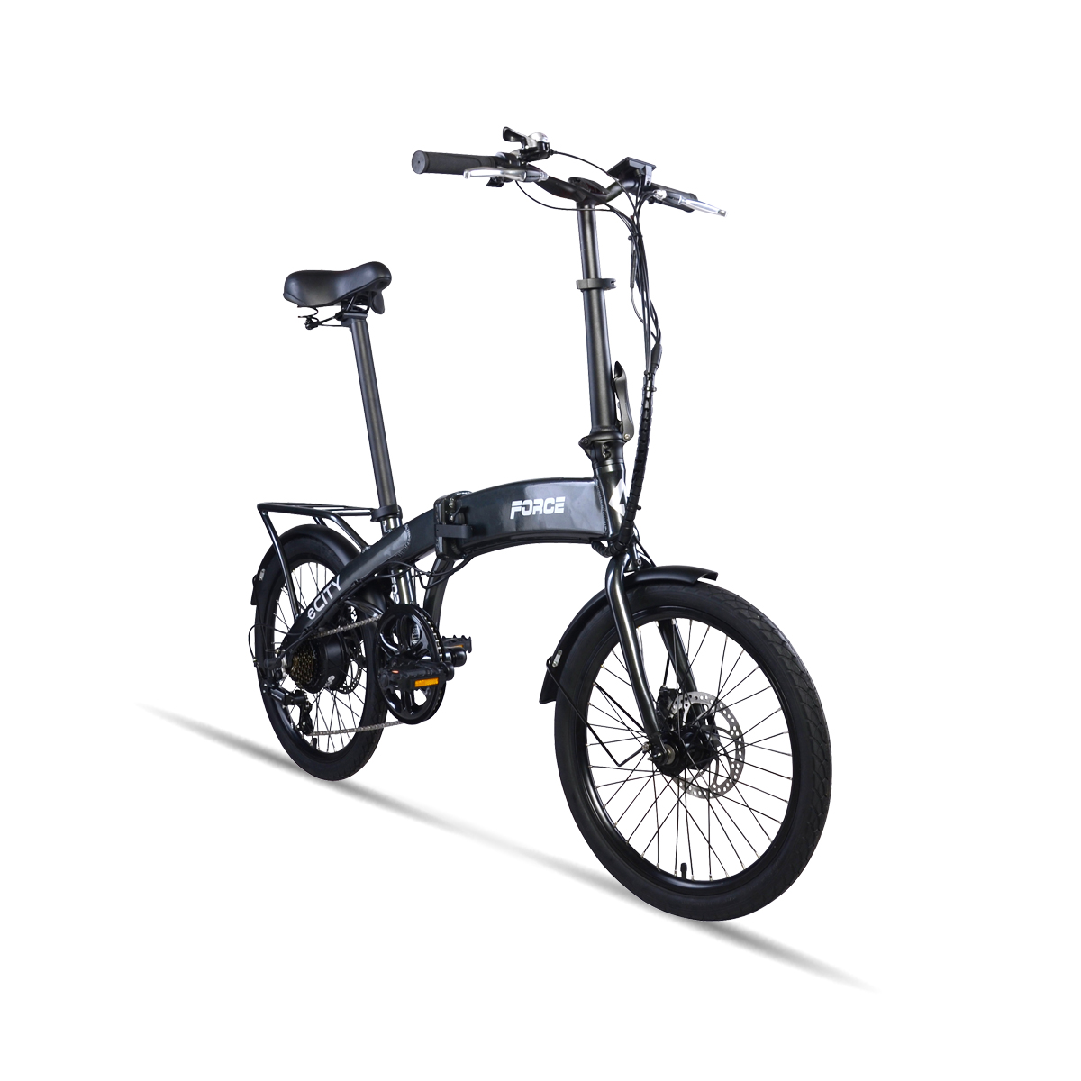 Force | eCity FD250 Rear Hub 20 inch Folding Electric City Bicycle, Black SWATCH