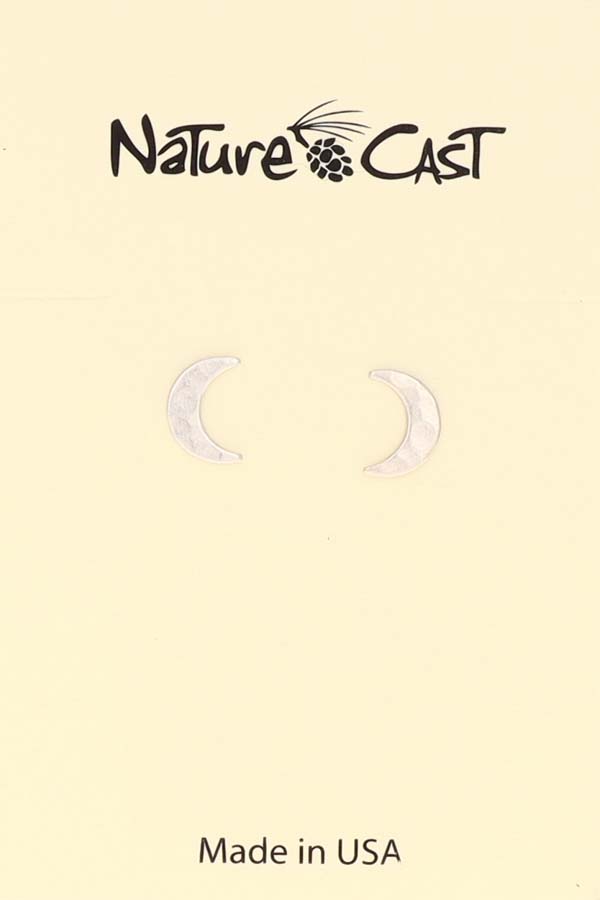 12015 Earring post small hammered crescent moon THUMBNAIL