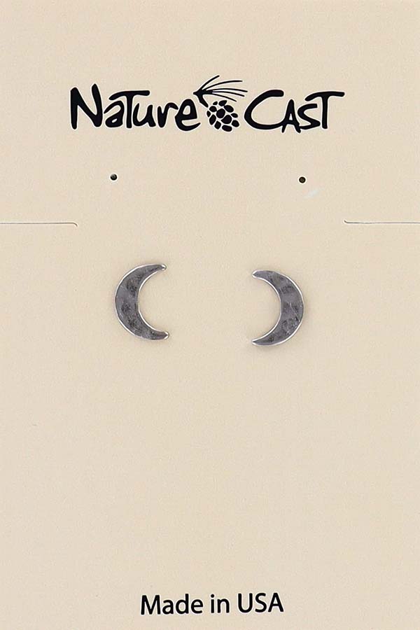 12015 Earring post small hammered crescent moon THUMBNAIL