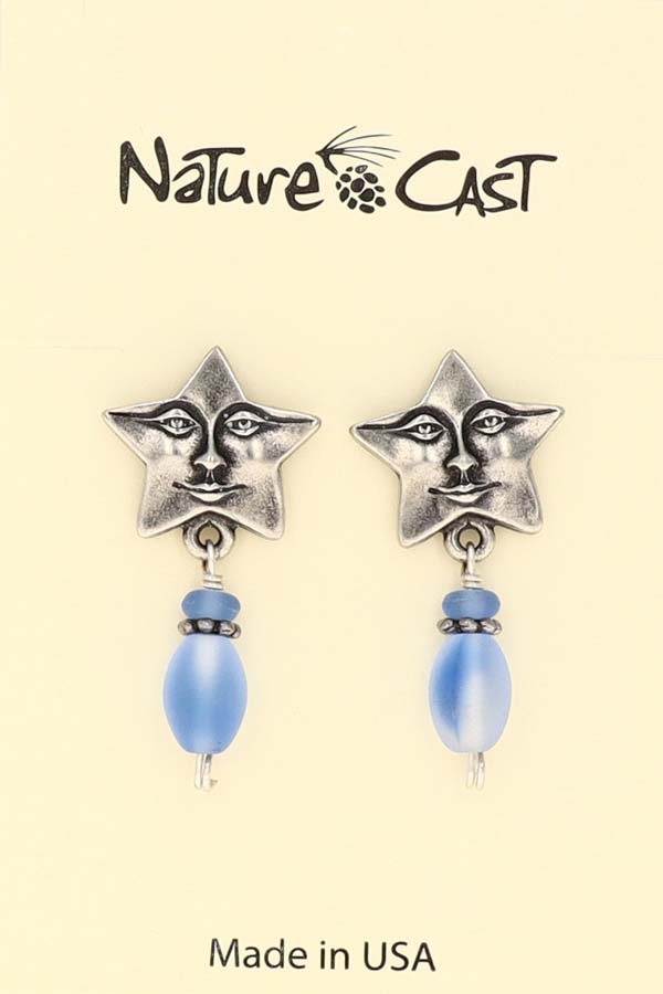 12020 Earring post star-face w/ drop beads LARGE