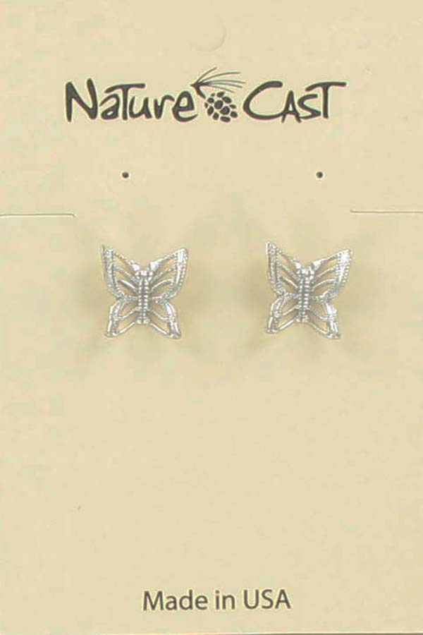 Earring post filigree butterfly wings up LARGE