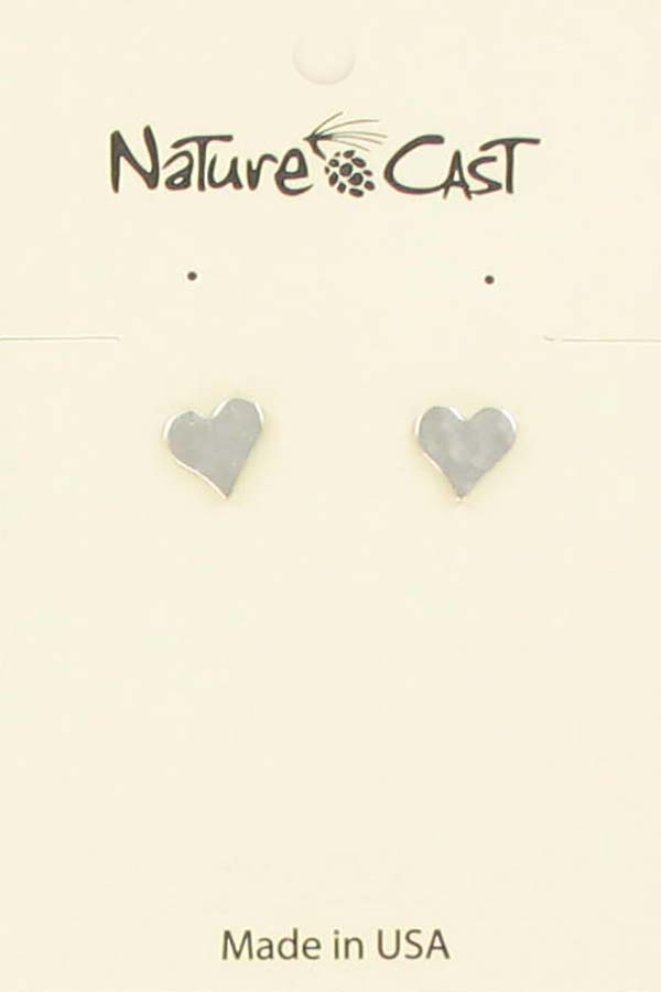 Earring post hammered flat heart THUMBNAIL