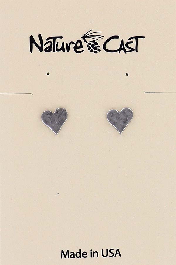 12054 Earring post hammered flat heart THUMBNAIL