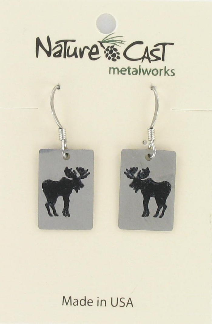 12101 Earring dangle small moose on disc THUMBNAIL