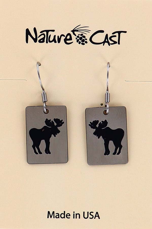 12101 Earring dangle small moose on disc THUMBNAIL