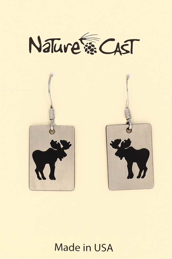 12101 Earring dangle small moose on disc THUMBNAIL