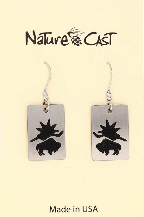 12102 Earring dangle small buffalo sun rectangle THUMBNAIL