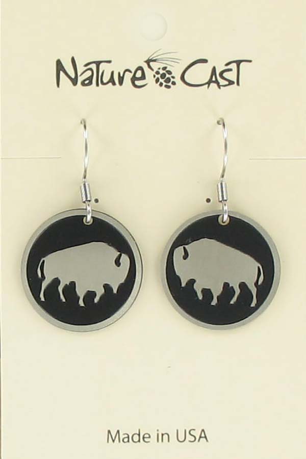 Earring dangle buffalo disc THUMBNAIL