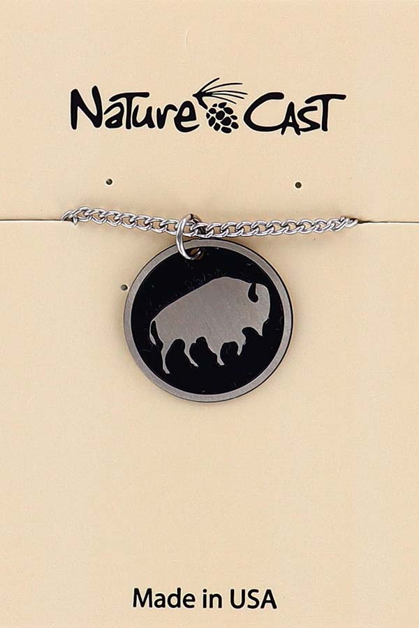 12111 Pendant 20mm round buffalo disc w/18" chain THUMBNAIL