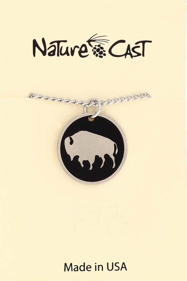 12111 Pendant 20mm round buffalo disc w/18" chain THUMBNAIL