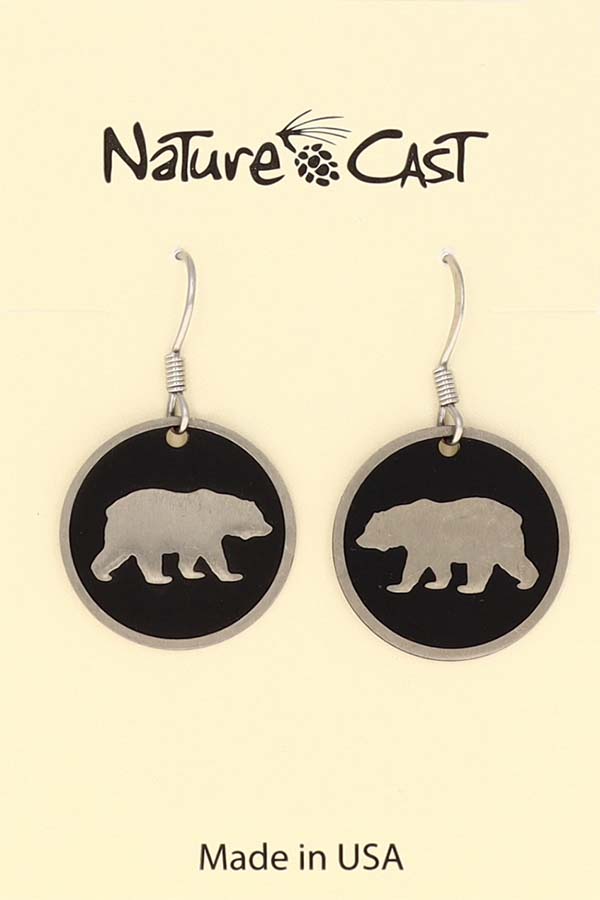 12112 Earring dangle 20mm round bear MAIN