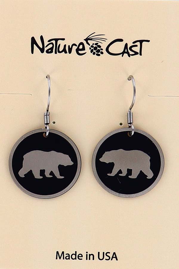 12112 Earring dangle 20mm round bear THUMBNAIL