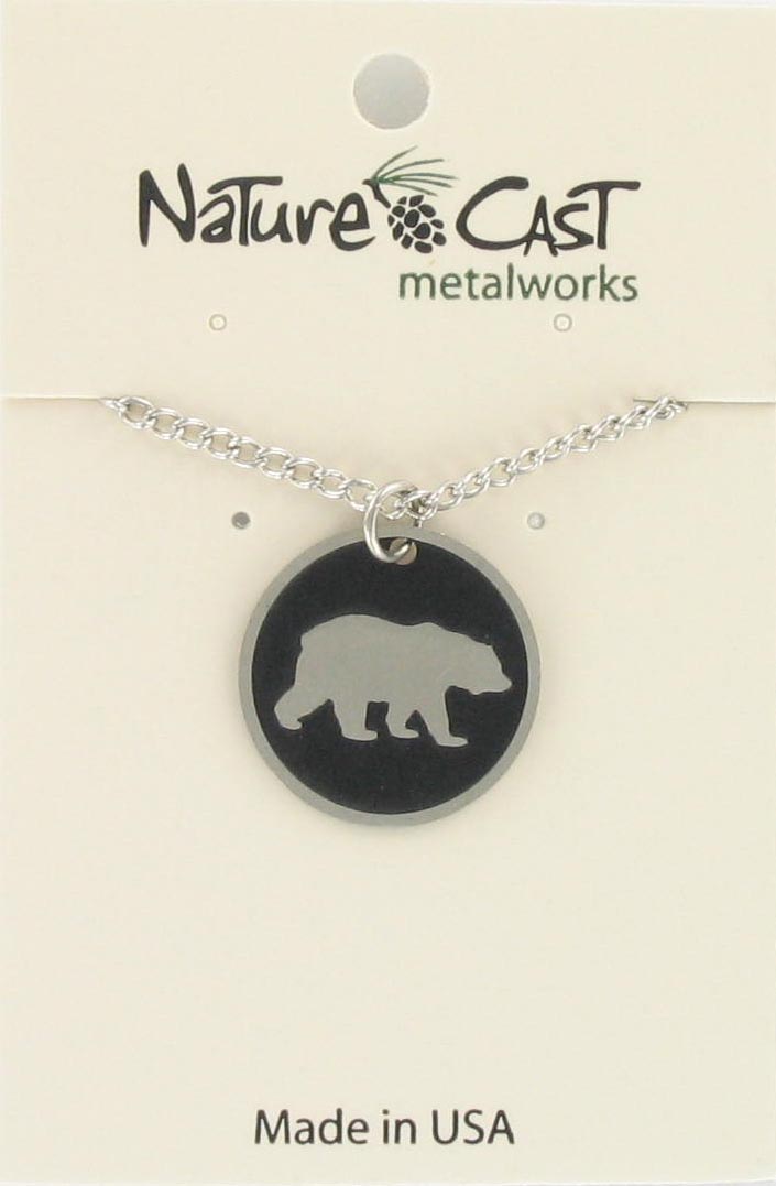 12113 Pendant 20mm round bear disc w/18" chain THUMBNAIL