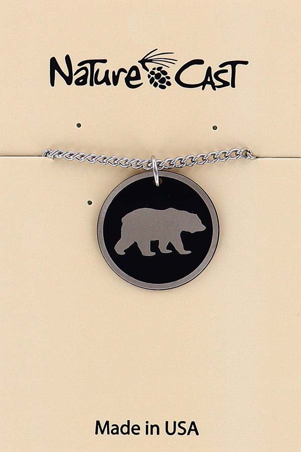 12113 Pendant 20mm round bear disc w/18" chain LARGE