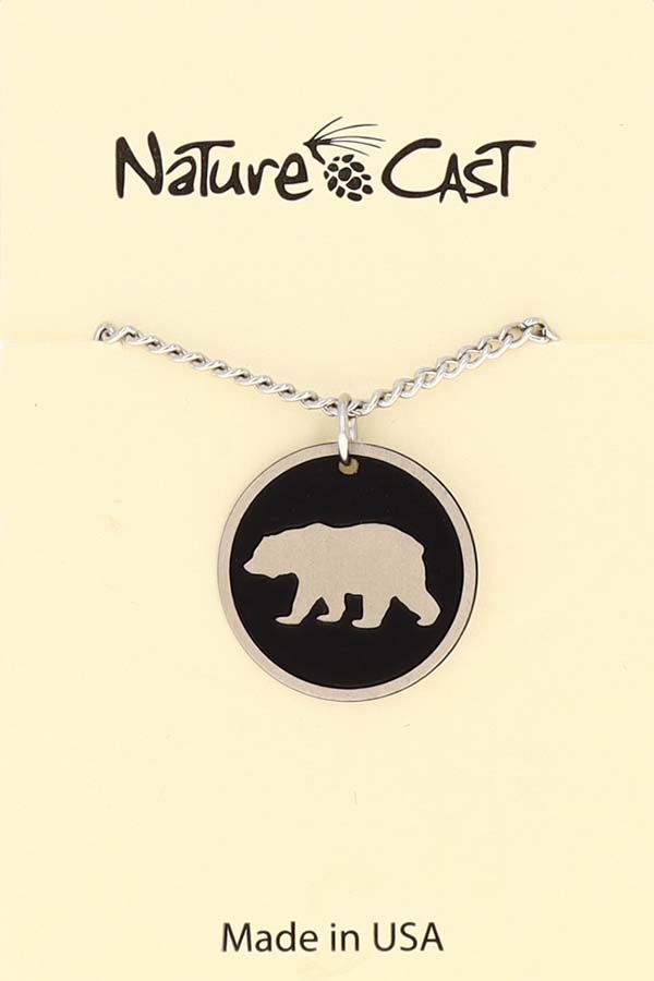 12113 Pendant 20mm round bear disc w/18" chain LARGE