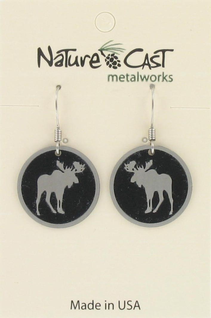 Earring dangle round moose THUMBNAIL