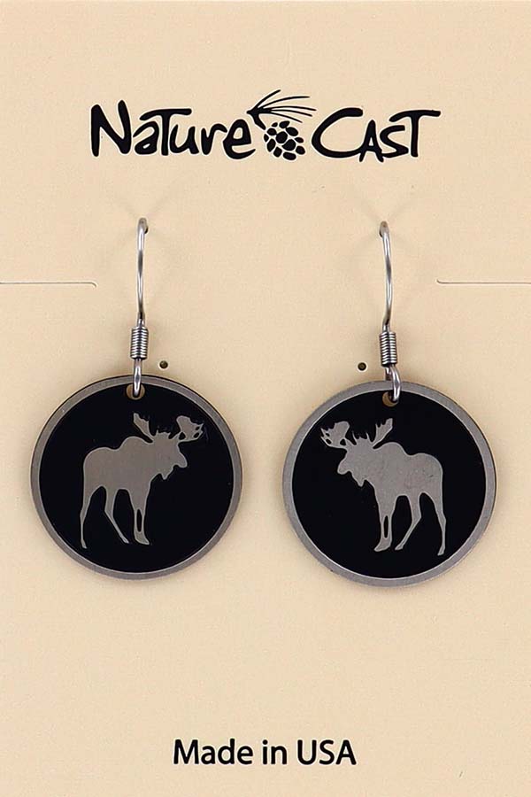 12114 Earring dangle round moose LARGE