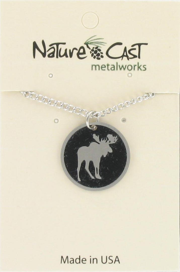 Pendant round moose disc w/18" chain MAIN