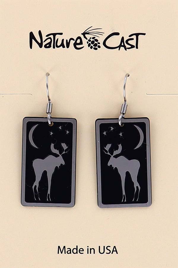 12118 Earring dangle moon moose LARGE